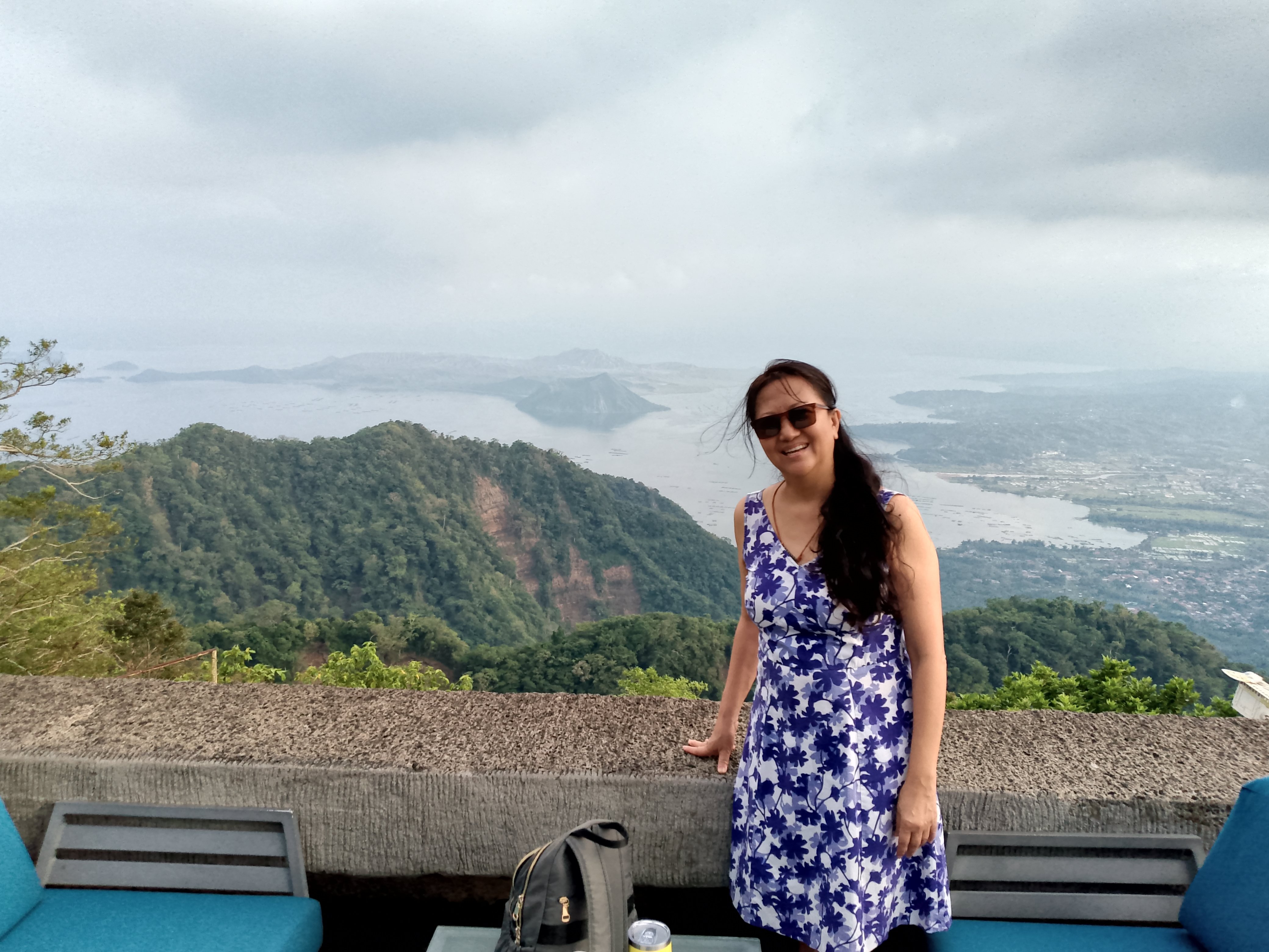 Anna Zamoranos in front of Taal Volcano